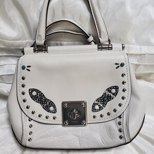 Coach Western Drifter In Chalk Leather With Rivet Details